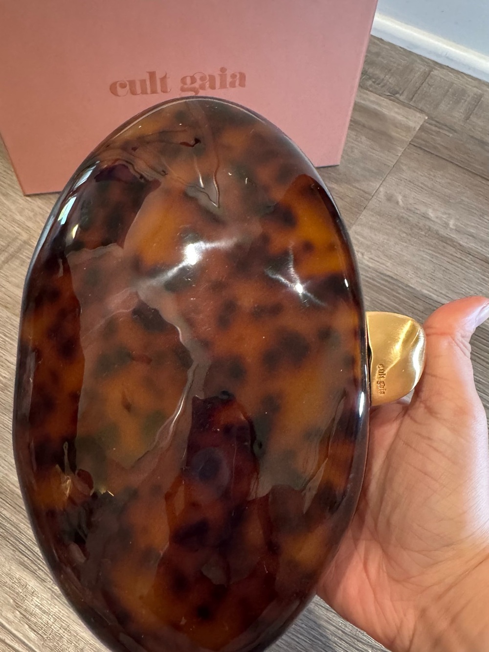 Cult Gaia Eviana Caramel Tortoise Crossbody Clutch Bag - Picture 3 of 10